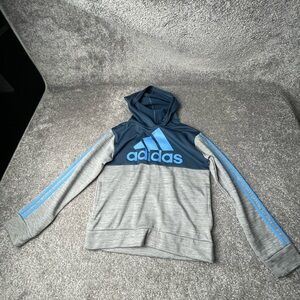 Adidas Navy and Light Gray Hoodie size youth medium cozy